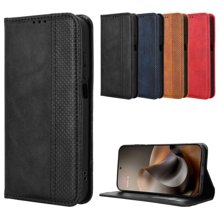 Чехол-книжка Deexe Retro Style для Motorola Moto G77 - Black: фото 9 из 19