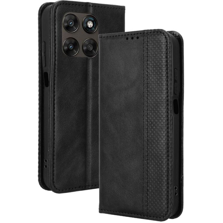 Чехол-книжка Deexe Retro Style для Motorola Moto G77 - Black: фото 8 из 19