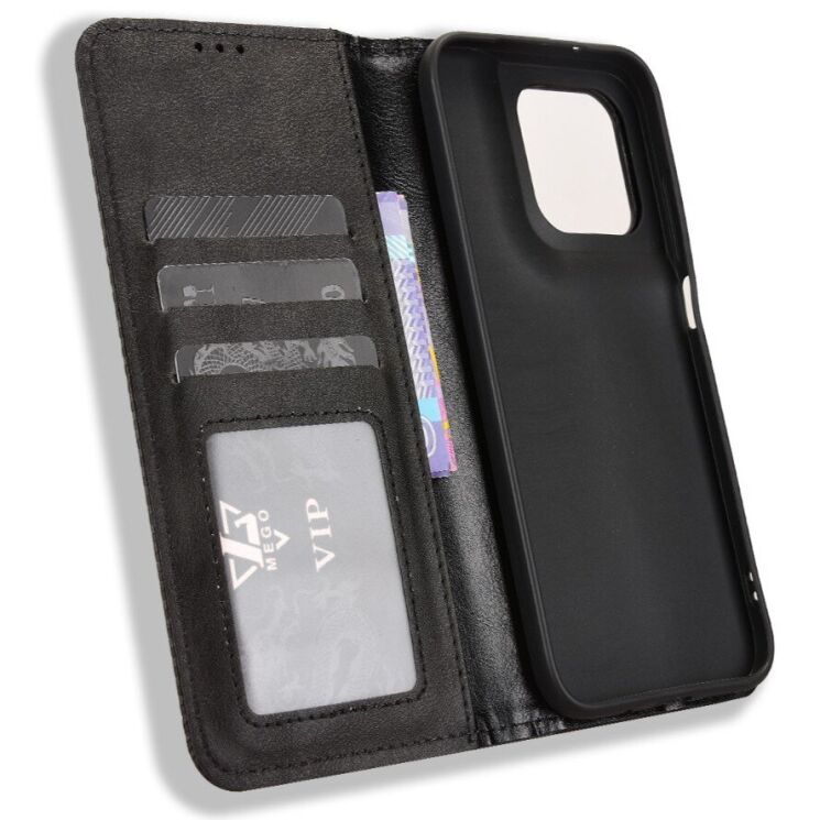 Чехол-книжка Deexe Retro Style для Motorola Moto G77 - Black: фото 4 из 19