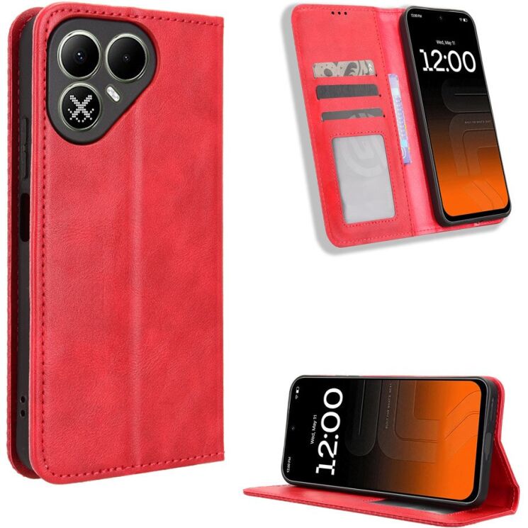Чехол-книжка Deexe Retro Style для TECNO Pova 8 - Red: фото 2 из 19