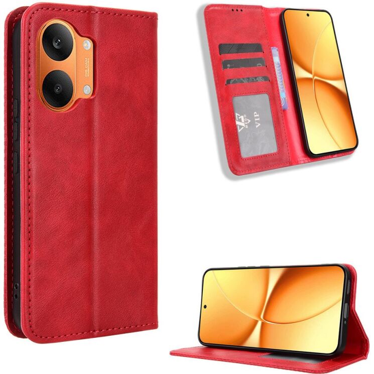 Чохол-книжка Deexe Retro Style для Xiaomi Poco X8 Pro Max - Red: фото 1 з 20