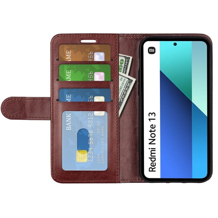 Чехол-книжка Deexe Wallet Style для Xiaomi Redmi Note 13 - Brown: фото 2 из 4