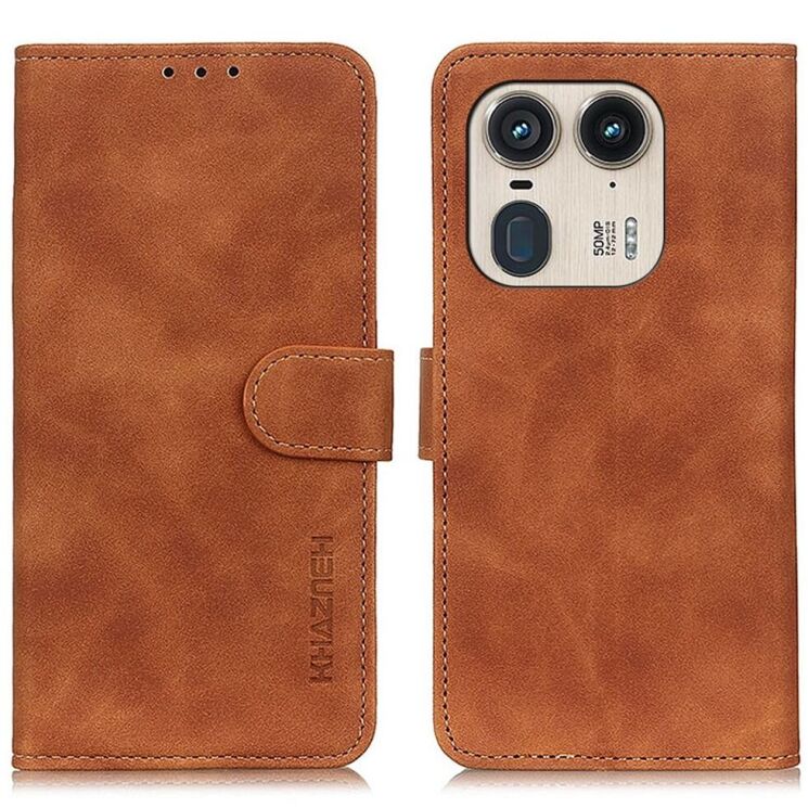Чехол-книжка KHAZNEH Retro Wallet для Motorola Edge 50 Ultra - Brown: фото 1 из 9