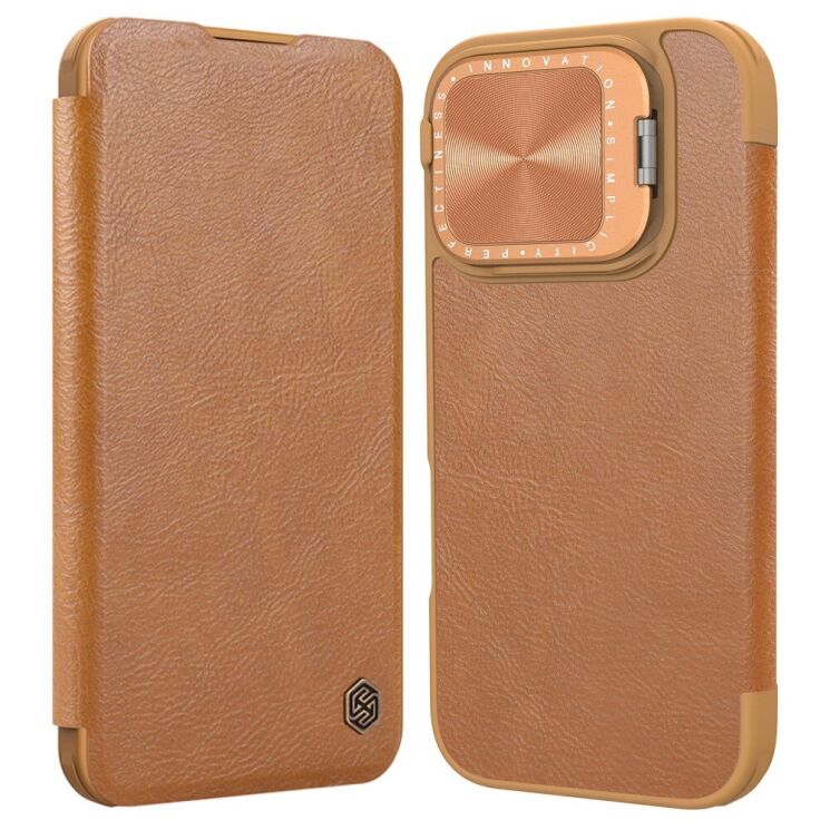 Чехол-книжка NILLKIN Qin Prop Leather Case для Apple iPhone 16 Pro Max - Brown: фото 1 из 17