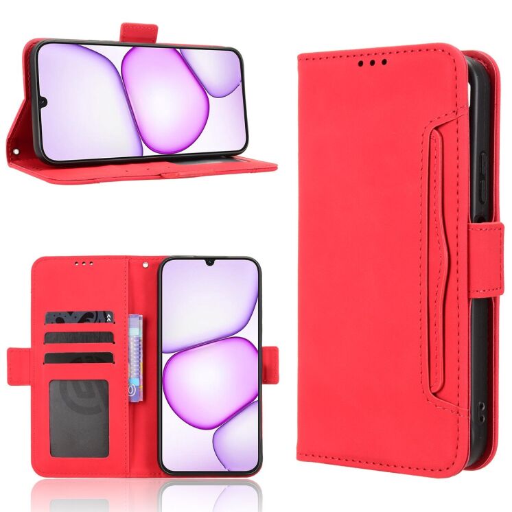 Чохол-книжка з кишеньками Deexe Wallet Stand для Realme C100i - Red: фото 8 з 15
