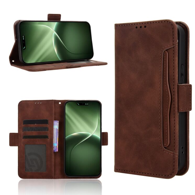Чехол-книжка с карманами Deexe Wallet Stand для TECNO Camon 50 - Brown: фото 8 из 15