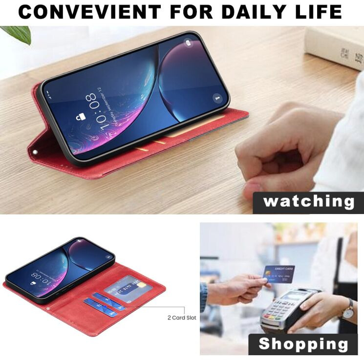 Чехол-книжка с карманами UniCase Geometric Pattern для Xiaomi Redmi Note 15 (4G/5G) / Poco M8 - Red: фото 5 из 10