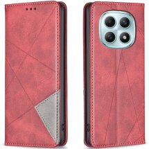 Чехол-книжка с карманами UniCase Geometric Pattern для Xiaomi Redmi Note 15 (4G/5G) / Poco M8 - Red: фото 1 из 10