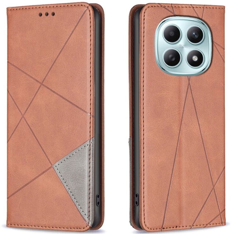 Чехол-книжка с карманами UniCase Geometric Pattern для Xiaomi Redmi Note 15 Pro 5G - Brown: фото 1 из 10