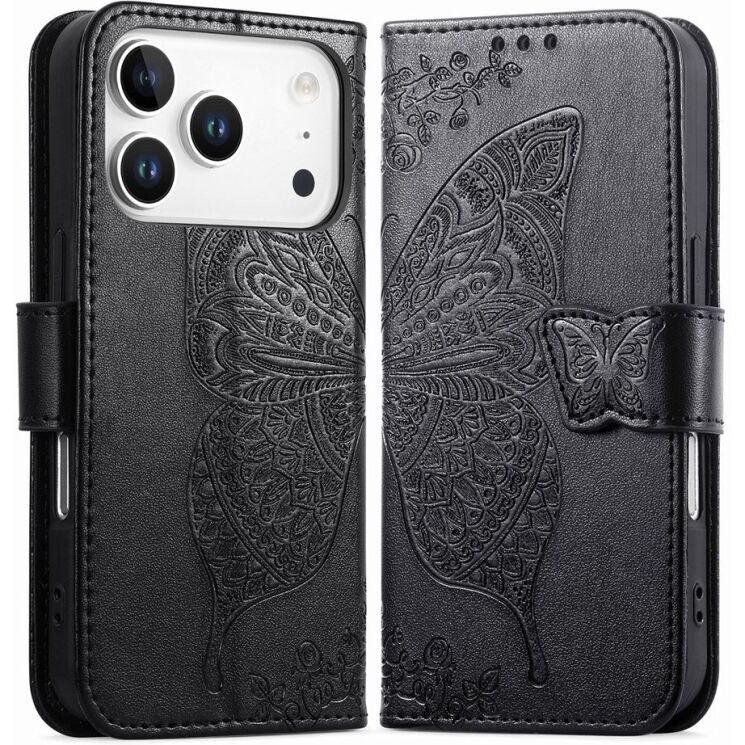 Чохол-книжка з малюнком UniCase Butterfly Pattern для iPhone 18 Pro / 17 Pro - Black (423624B) Чохол-книжка з малюнком UniCase Butterfly Pattern для iPhone 18 Pro / 17 Pro - Black: фото 1 з 9