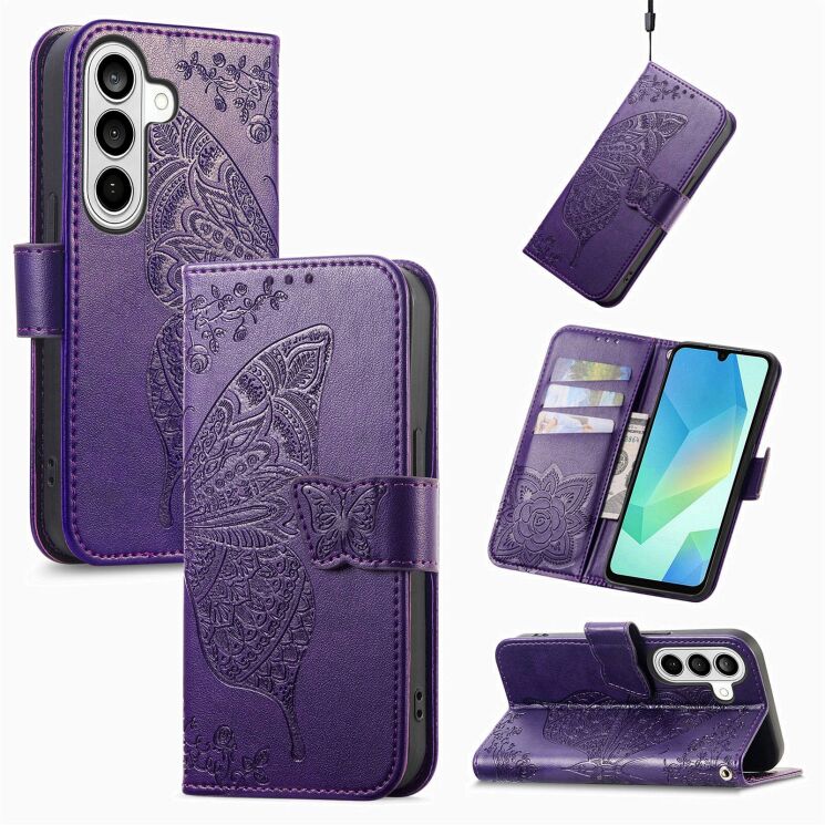 Чохол-книжка з малюнком UniCase Butterfly Pattern для Samsung Galaxy A57 (A576) - Dark Purple: фото 5 з 10