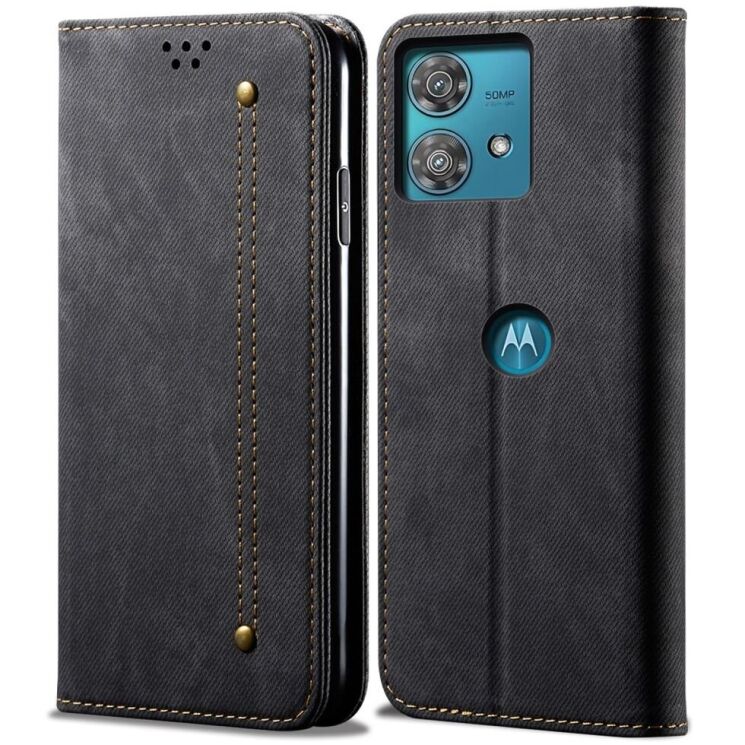 Чехол-книжка UniCase Jeans Wallet для Motorola Edge 40 Neo - Black: фото 1 из 6