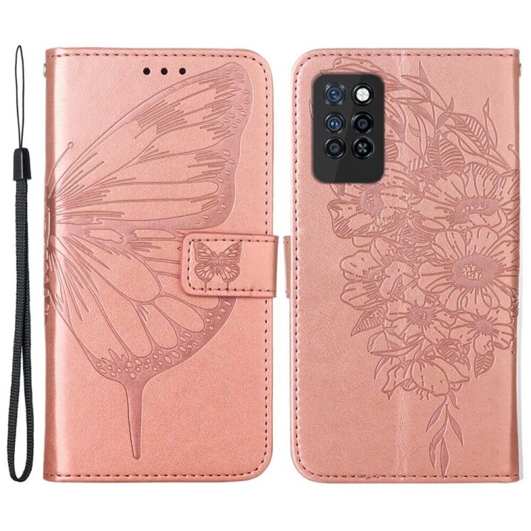 Чехол-книжка с рисунком UniCase Butterfly Pattern для Infinix Note 10 Pro (X695C) - Rose Gold: фото 1 из 10
