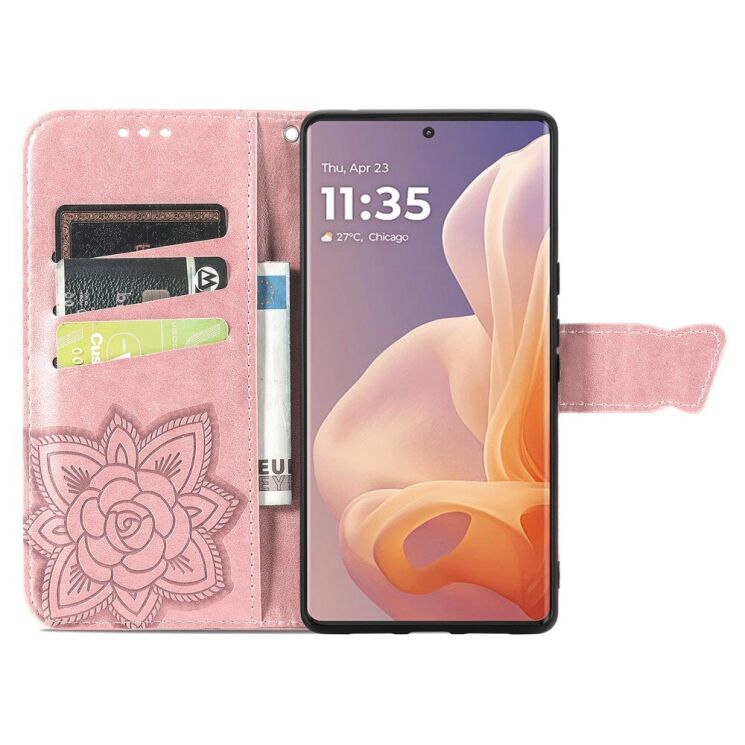 Чохол UniCase Butterfly Pattern для Motorola Moto G85 - Rose Gold: фото 2 з 6