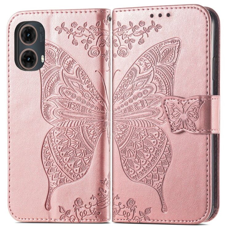 Чохол UniCase Butterfly Pattern для Motorola Moto G85 - Rose Gold: фото 1 з 6