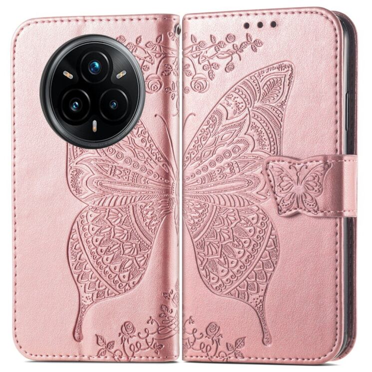 Чохол UniCase Butterfly Pattern для Realme 14 Pro Plus - Rose Gold: фото 2 з 9