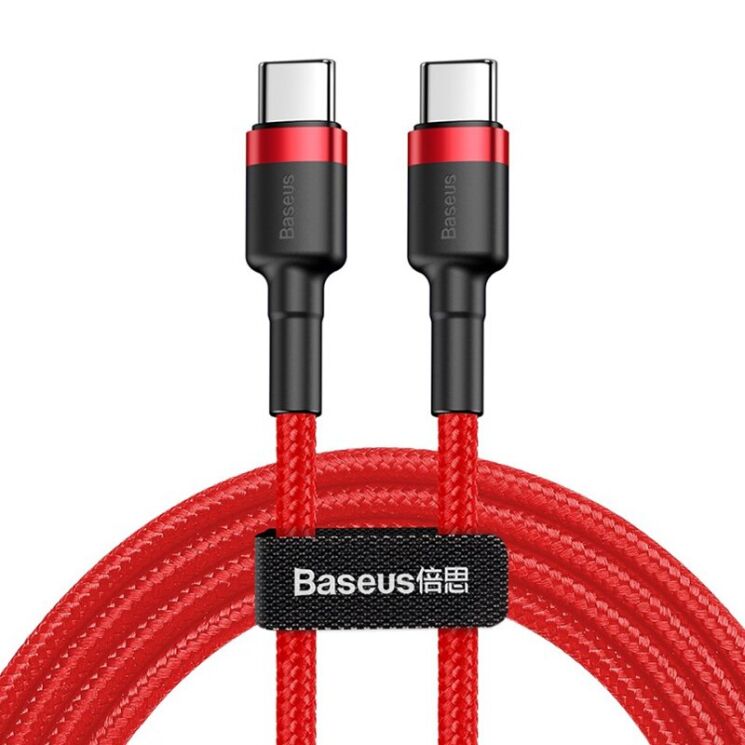 Кабель Baseus Cafule Type-C to Type-C (3A, 1m) CATKLF-G09 - Red: фото 1 з 20