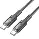 Кабель Hoco U120 Transparent Explore Type-C to Type-C 60W (1.2m) - Black (896160B). Фото 3 из 7