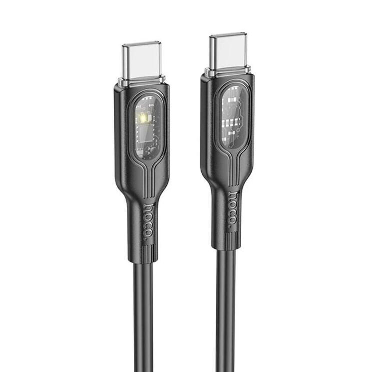 Кабель Hoco U120 Transparent Explore Type-C to Type-C 60W (1.2m) - Black: фото 1 из 7