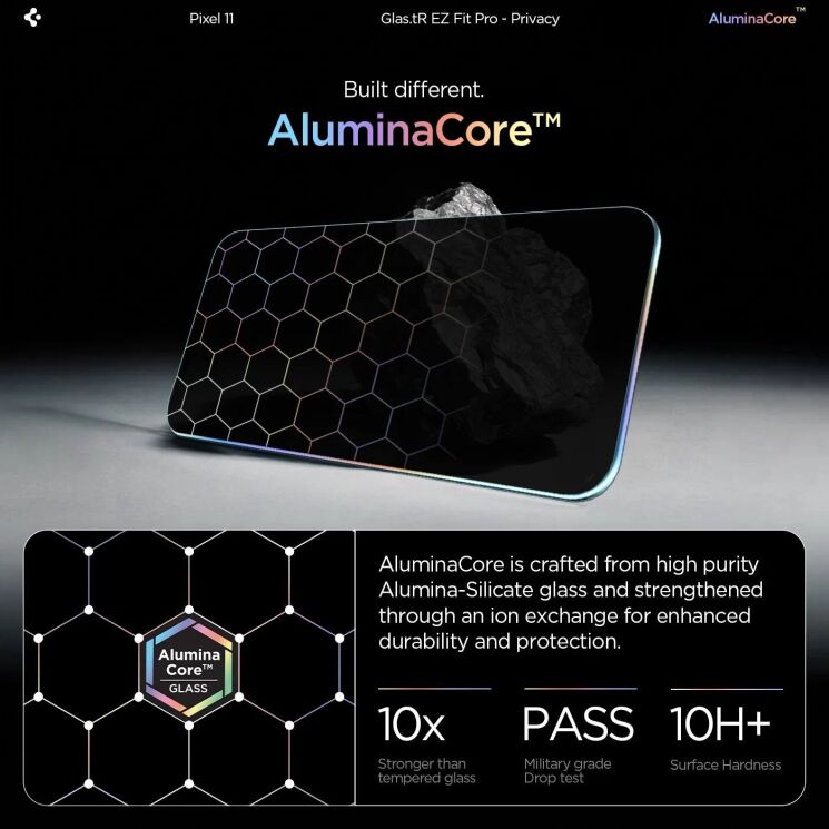 Комплект защитных стекол Spigen GLAS.tR EZ Fit Pro Privacy для Google Pixel 11 / 10 (AGL11546) - Black: фото 6 из 11