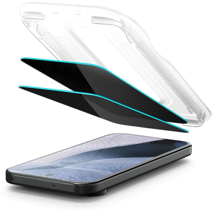Комплект защитных стекол Spigen GLAS.tR EZ Fit Pro Privacy для Google Pixel 11 / 10 (AGL11546) - Black: фото 3 из 11