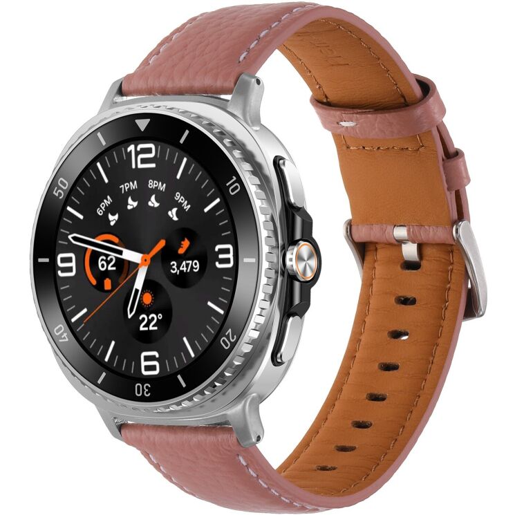 Кожаный ремешок Deexe Classic для Samsung Galaxy Watch 8 (40/44mm) / 8 Classic - Deep Pink: фото 2 из 5