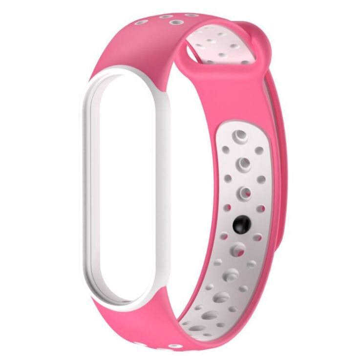 Ремешок Deexe Color Style для Xiaomi Mi Band 5 / Mi Band 6 / Mi Band 7 - Pink / White: фото 1 из 1