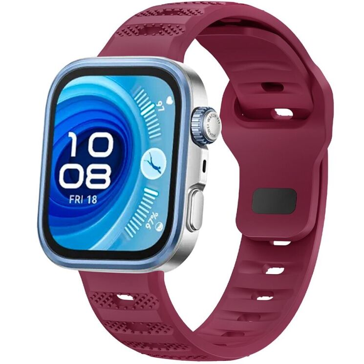 Ремешок Deexe Dot Texture для Huawei Watch Fit 3 / Fit 4 / Fit 4 Pro - Wine Red: фото 2 из 5