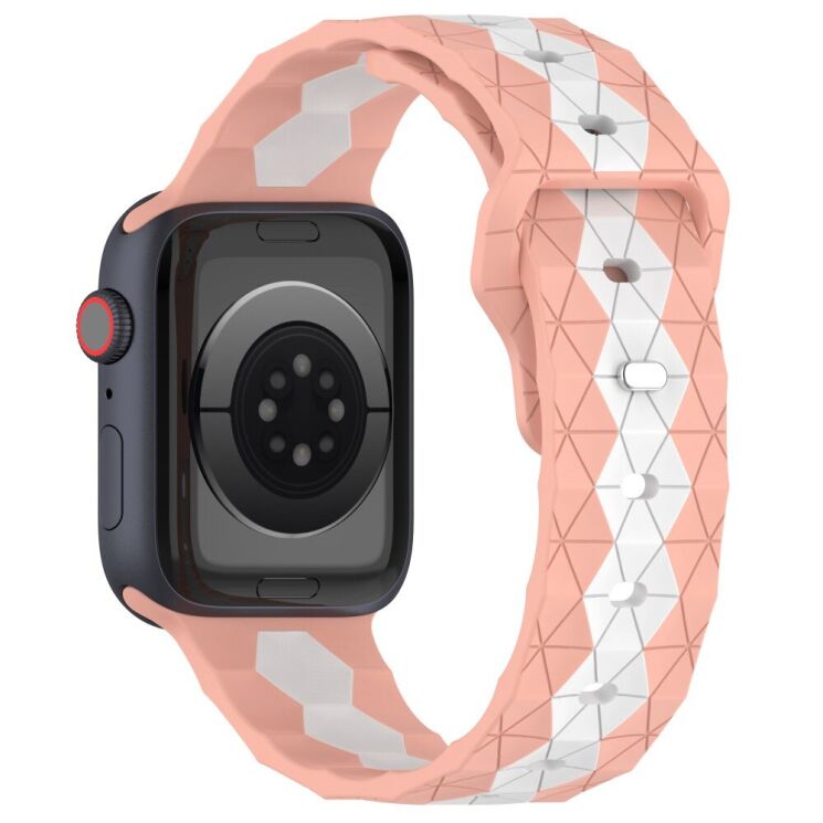 Ремінець Deexe Flex Series для Apple Watch 46 / 45 / 44 / SE 44 / 42 (Series 1-3) / Ultra / Ultra 2 / Ultra 3 - White / Pink: фото 1 з 6