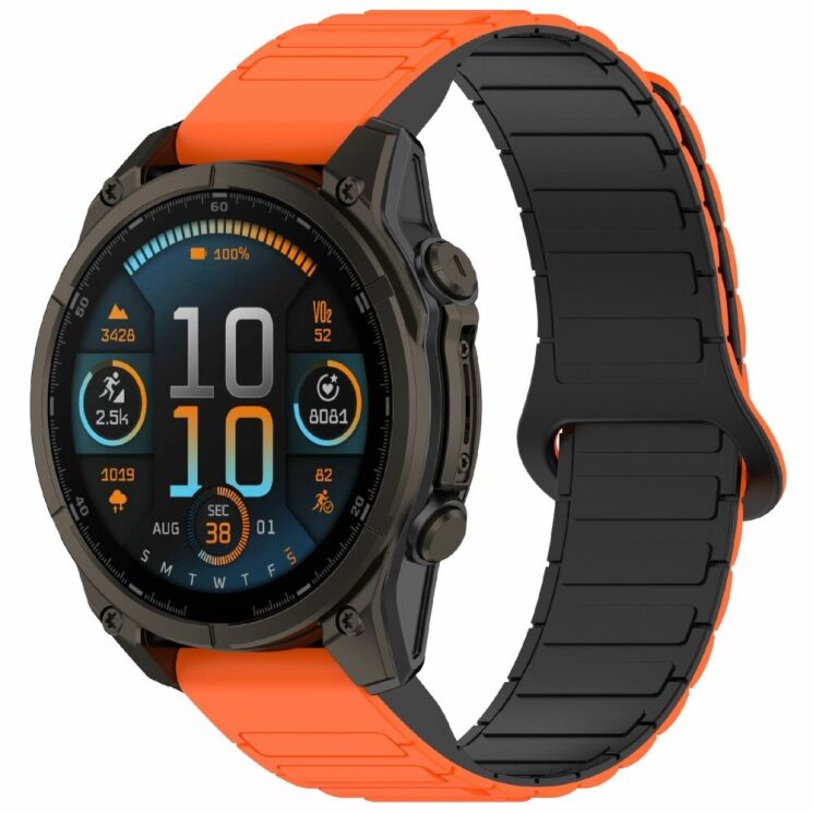 Ремешок Deexe Flexible Fit для часов Garmin c креплением Quick Fit 26mm - Orange / Black: фото 2 из 8