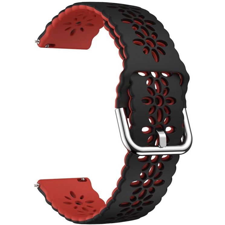 Ремінець Deexe Hollow Blossom для годинників з шириною кріплення 20 мм - Black / Red (895432BR) Ремінець Deexe Hollow Blossom для годинників з шириною кріплення 20 мм - Black / Red: фото 1 з 4