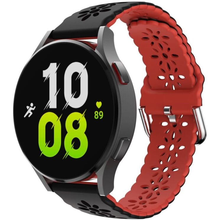 Ремінець Deexe Hollow Blossom для годинників з шириною кріплення 20 мм - Black / Red (895432BR) Ремінець Deexe Hollow Blossom для годинників з шириною кріплення 20 мм - Black / Red: фото 3 з 4