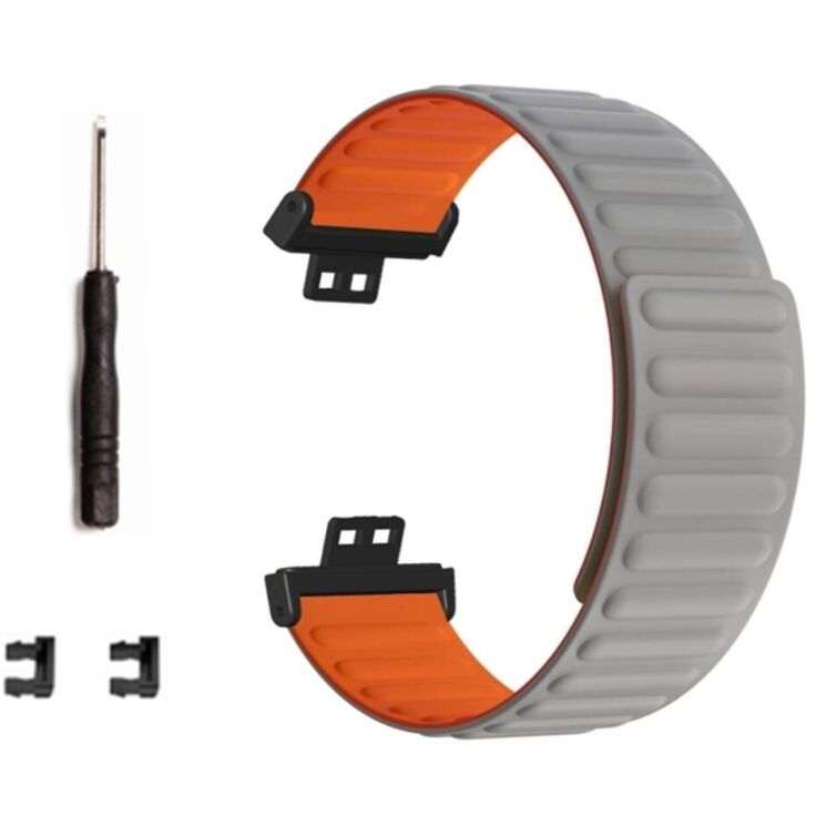 Ремінець Deexe Magnetic Band для Huawei Watch Fit - Grey / Orange: фото 3 з 3