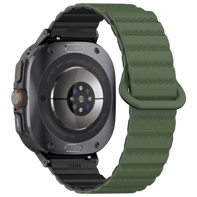 Ремешок Deexe Magnetic Strap для Samsung Galaxy Watch Ultra (47mm) - Army Green / Black: фото 1 из 7