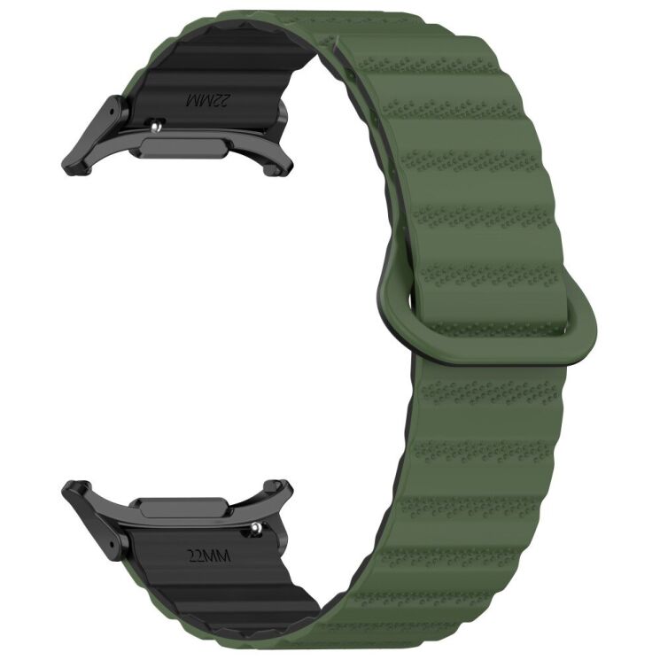 Ремешок Deexe Magnetic Strap для Samsung Galaxy Watch Ultra (47mm) - Army Green / Black: фото 3 из 7