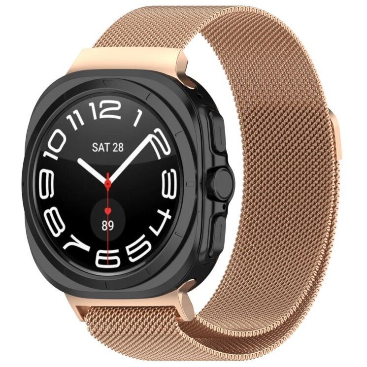Ремешок Deexe Milanese Stainless Steel для Samsung Galaxy Watch Ultra (47mm) - Rose Gold: фото 4 из 8