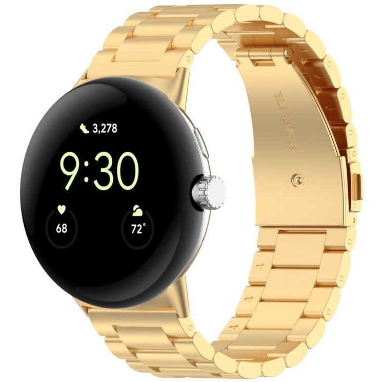 Ремешок Deexe Stainless Steel для Google Pixel Watch 3 (45mm) - Gold: фото 2 из 9