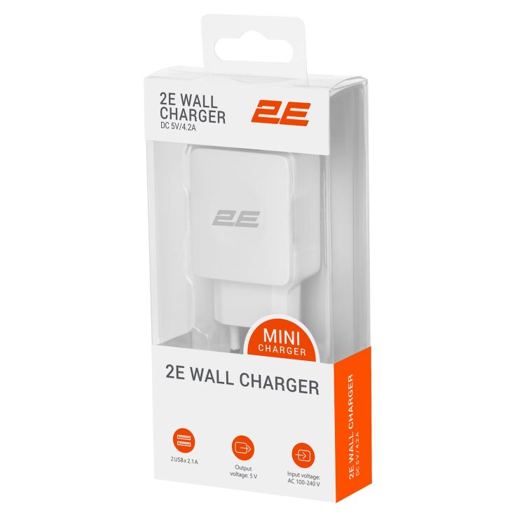 Сетевое зарядное устройство 2Е Wall Charger 12W (2USB, 2.1A) 2E-WC4USB-W - White: фото 5 из 5