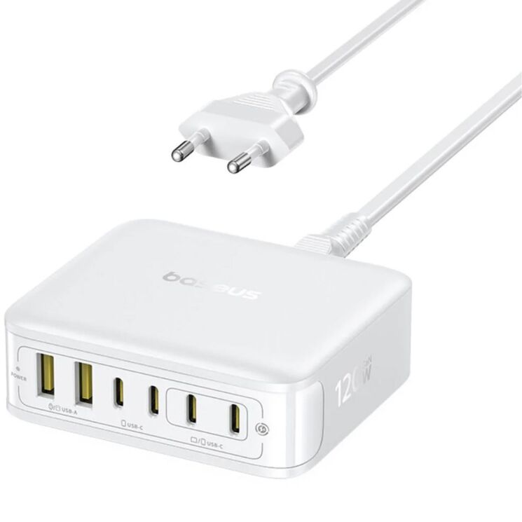 Сетевое зарядное устройство Baseus FH21 2U + 4C (120W) E0120T - White: фото 1 из 22