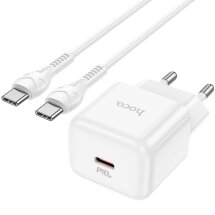 Мережевий зарядний пристрій Hoco N32 Glory PD30W + кабель Type-C to Type-C - White: фото 1 з 5
