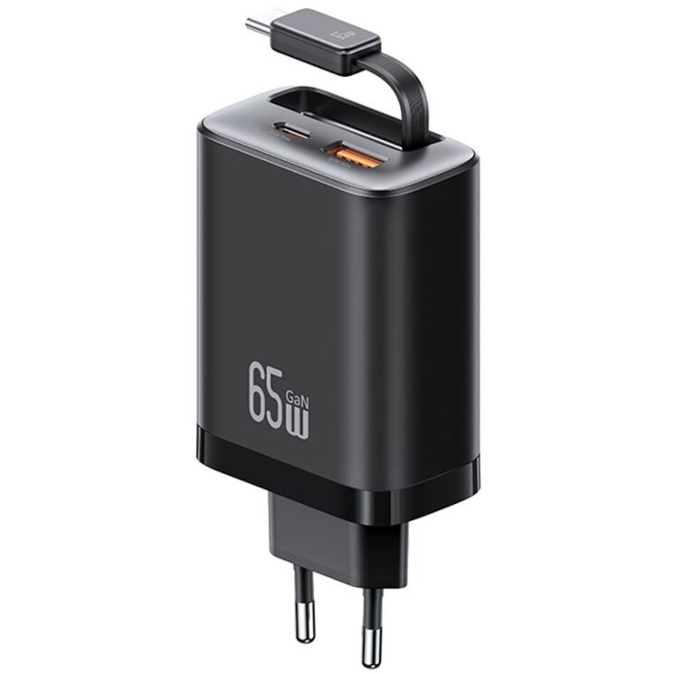 Сетевое зарядное устройство USAMS US-CC299 GaN 65W (USB + Type-C) + кабель Type-C - Black: фото 1 из 21