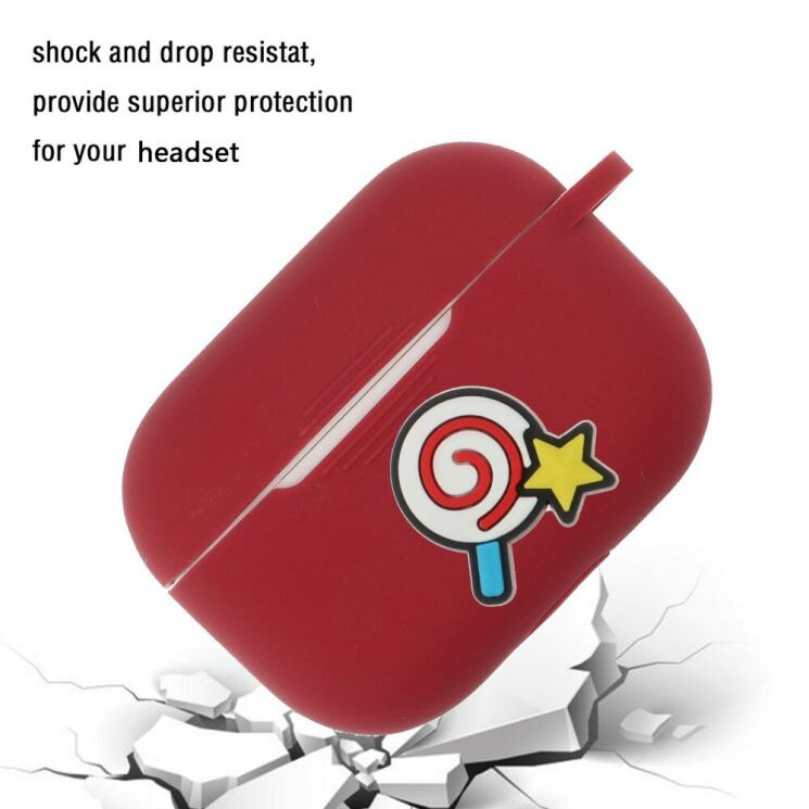 Силиконовый чехол Deexe 3D Cartoon для AirPods Pro - Red Lollipop: фото 5 из 8