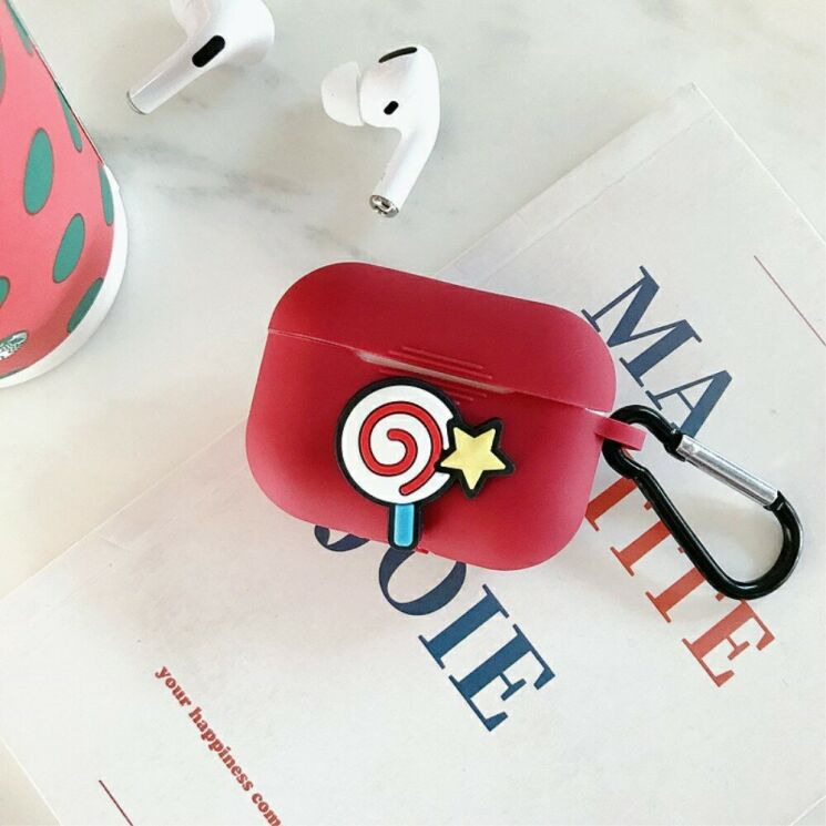 Силиконовый чехол Deexe 3D Cartoon для AirPods Pro - Red Lollipop: фото 6 из 8
