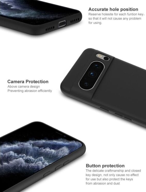 Силиконовый (TPU) чехол IMAK UC-3 Series для Google Pixel 8 Pro - Black: фото 10 из 10