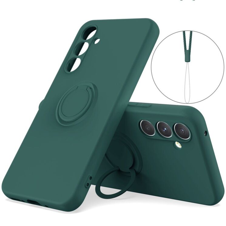 Силиконовый (TPU) чехол с кольцом Deexe Color Shell для Samsung Galaxy A27 (A276) - Blackish Green: фото 1 из 5