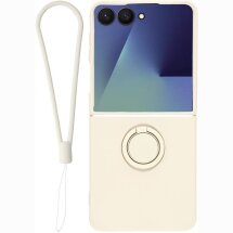 Силиконовый (TPU) чехол с кольцом Deexe Color Shell (FF) для Samsung Galaxy Flip 8 - Beige: фото 1 из 5