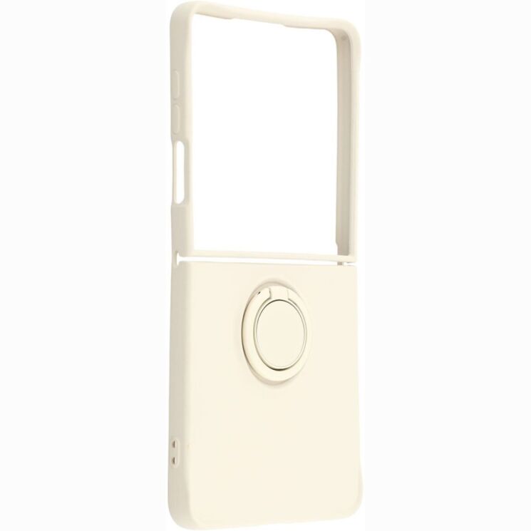 Силиконовый (TPU) чехол с кольцом Deexe Color Shell (FF) для Samsung Galaxy Flip 8 - Beige: фото 2 из 5
