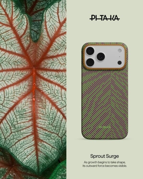 Ультратонкий чохол Pitaka Edge Case Breath of Veins для iPhone 17 Pro Max (BV1702PM) - Sprout Surge: фото 4 з 13