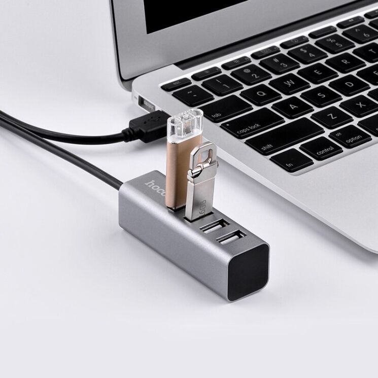 USB HUB Hoco HB1 USB to 4USB 2.0 (1m) - Grey: фото 4 из 8