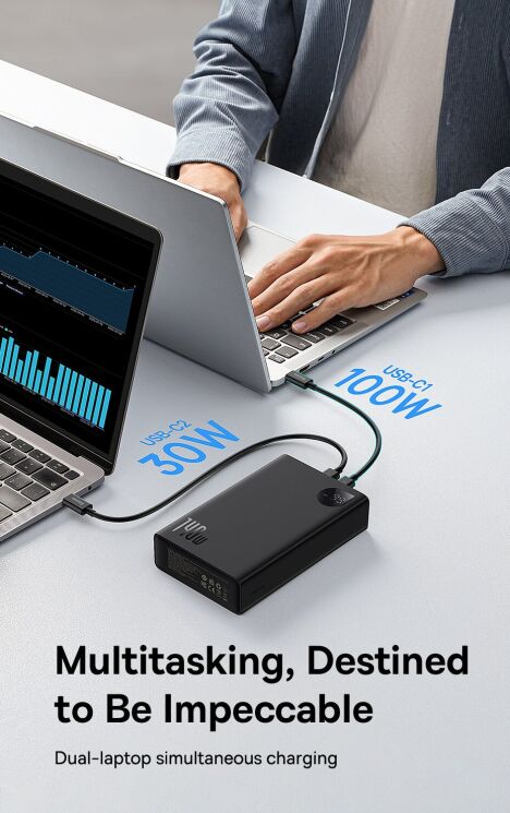 Зовнішній акумулятор Baseus Adaman Digital Display 140W (24000mAh) P10021508113-00 - Black: фото 9 з 22